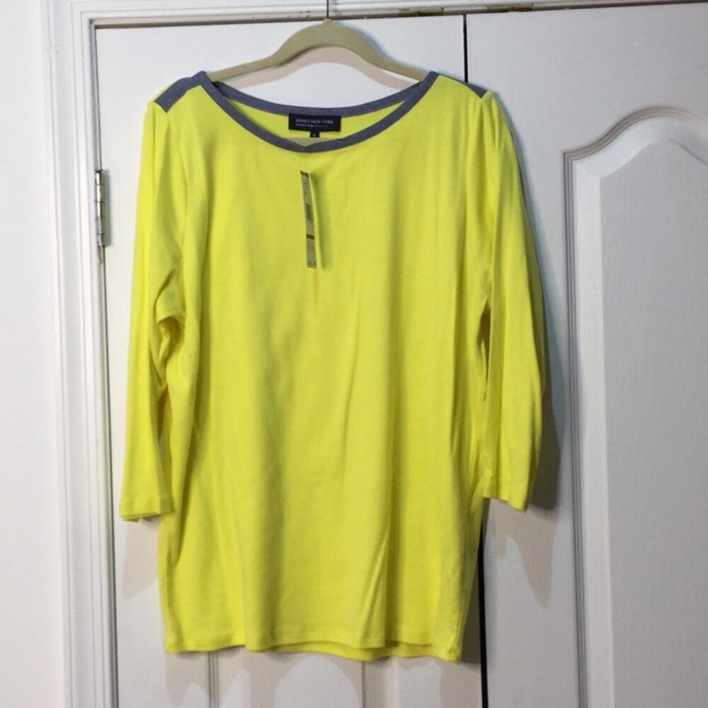 Jones New York 2x yellow chambray 3/4 sleeve NWT